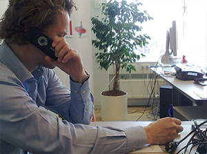 one of our techs is on the phone scheduling a new service